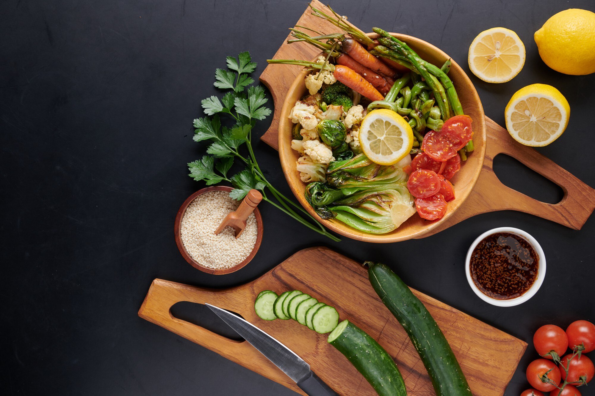Organised practical cooking preparation table